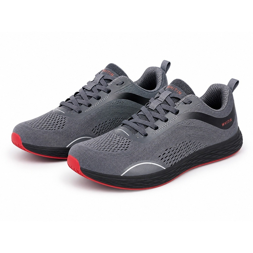 WHITIN Mens Minimalist Trail Running Shoes Grey Red Wide Toe Box Sneakers S81 - Picture 2 of 5